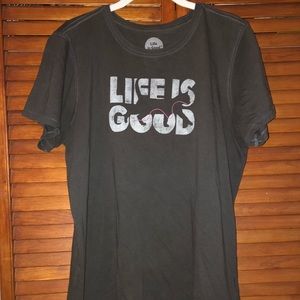 Life is Good Cat T-shirt Large Black